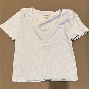 Harper White Fitted Buttoned T-Shirt